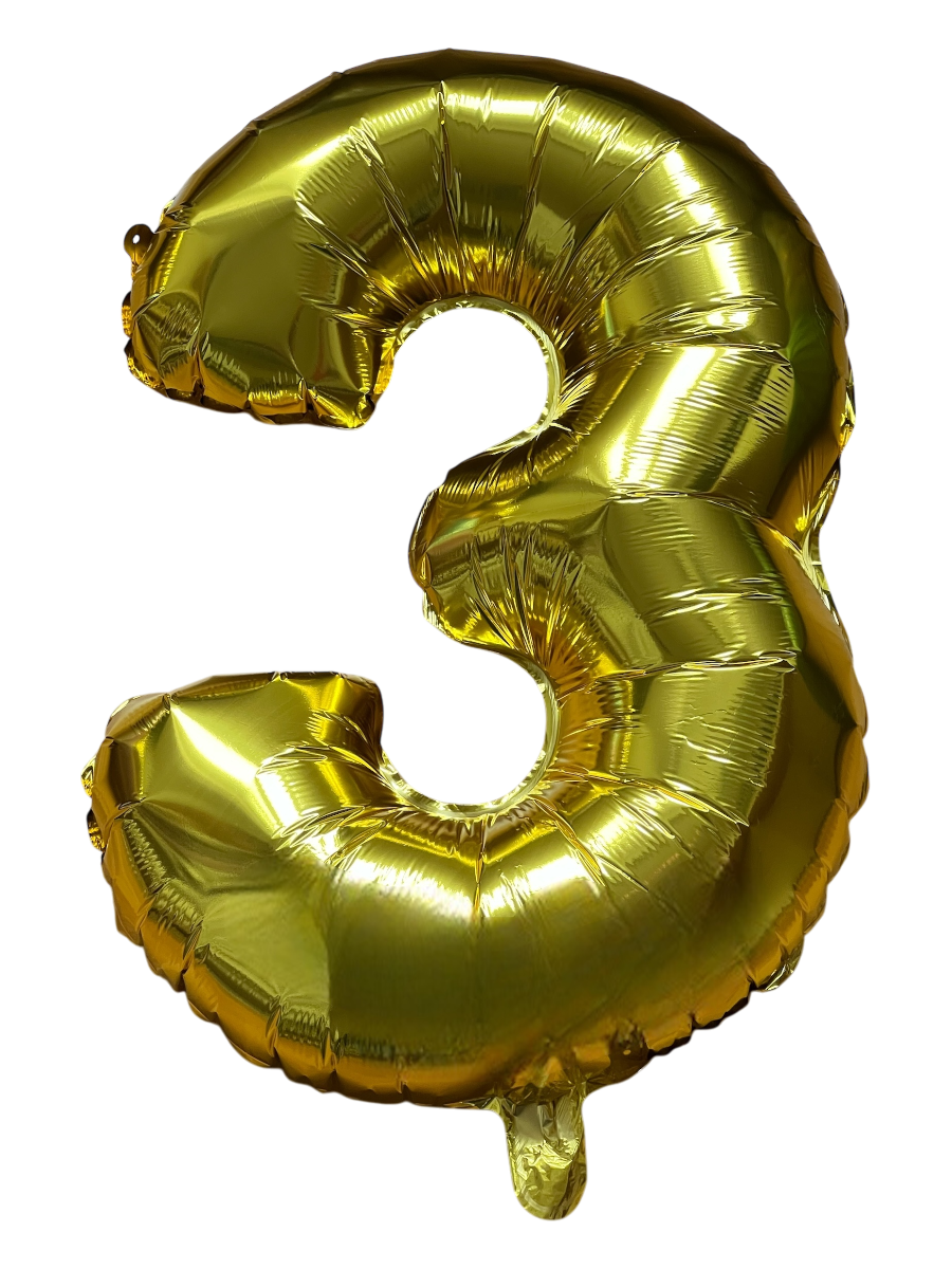Číslo 3 Velký Fóliový Balónek Zlatý