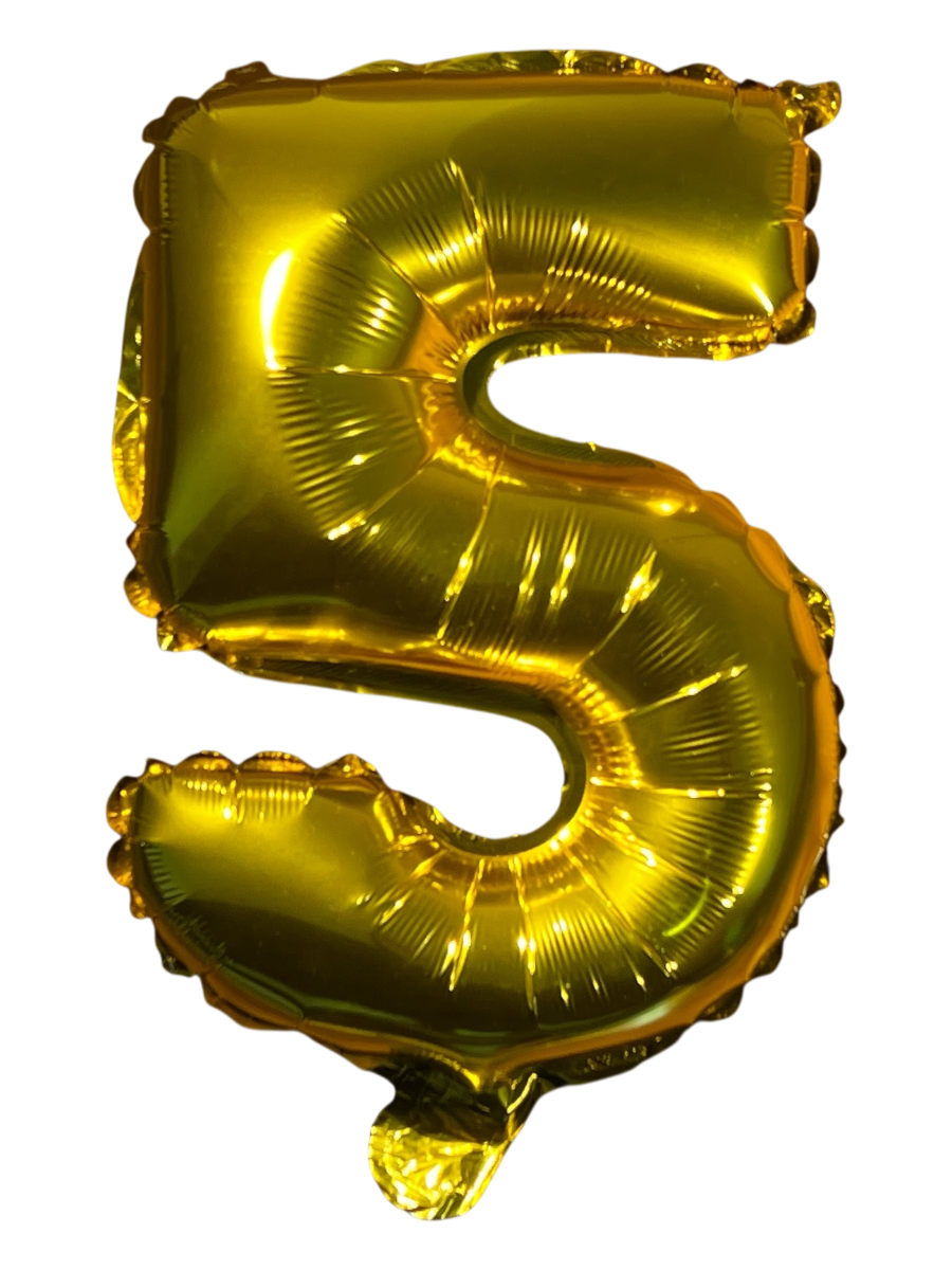 Číslo 5 Fóliový Balónek Zlatý