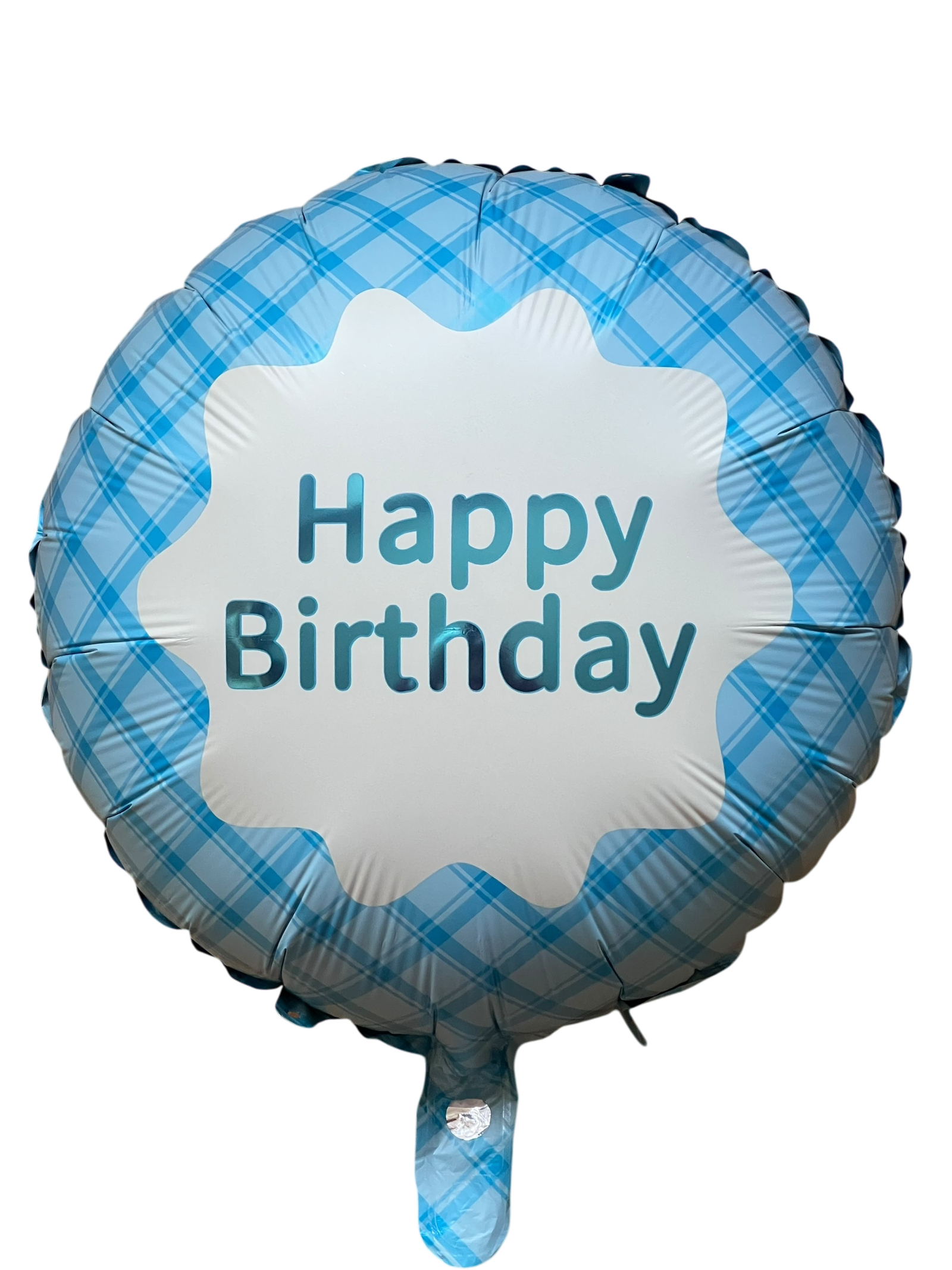 Happy Birthdy Kulatý Fóliový Balónek Modro Bílý