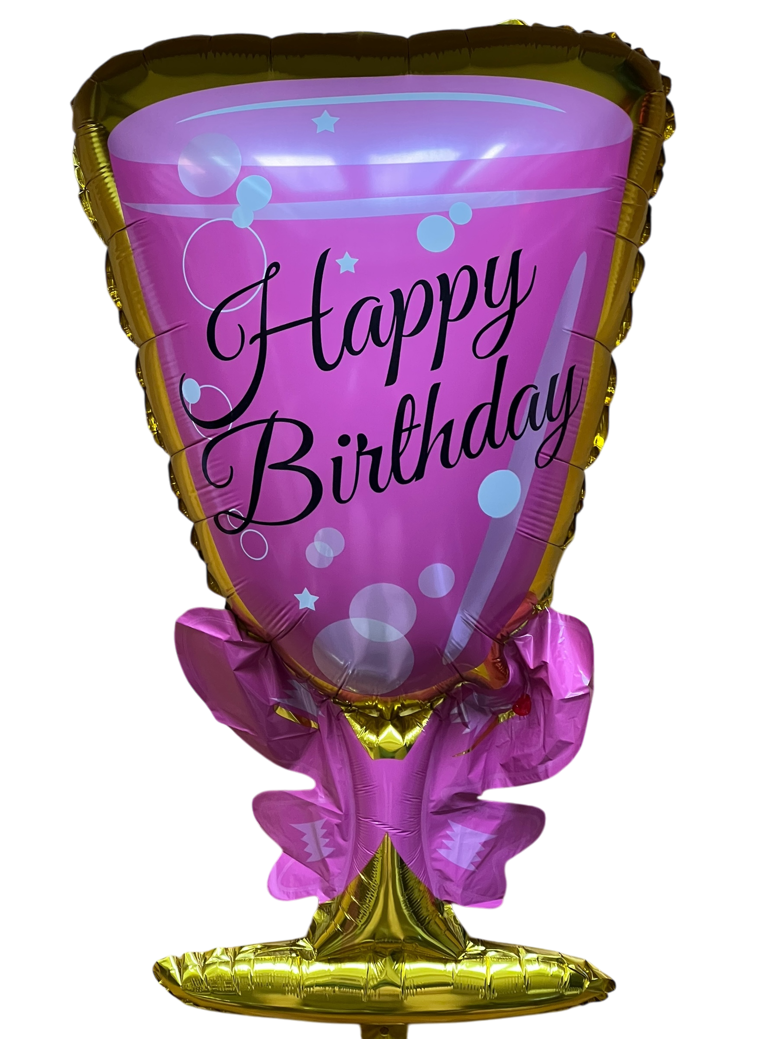 Sklenička Šampuska S Nápisem Happy Birthday Fóliový Balónek Růžovo Zlatý
