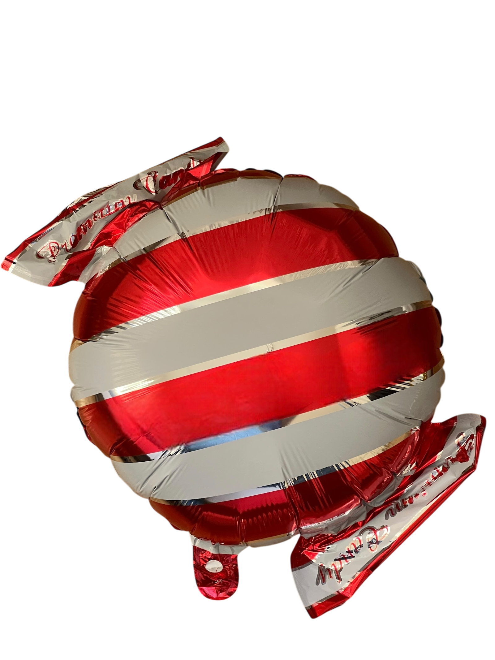 Bonbón Červeno Bílý Fóliový Balónek Kulatý S Proužky