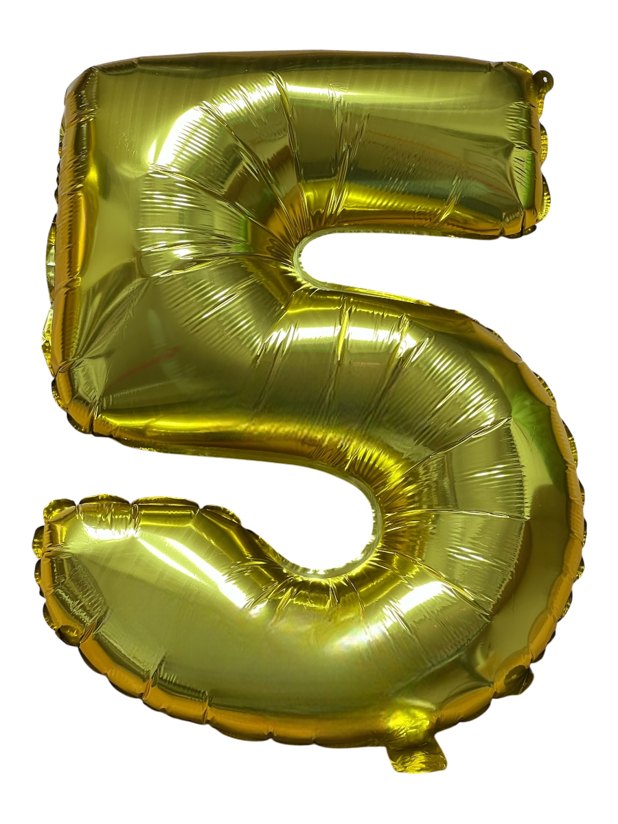 Číslo 5 Velký Fóliový Balónek Zlatý